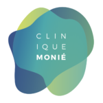 Logo de la Clinique Vernhes avec le nom "Clinique Monié" en lettres blanches.